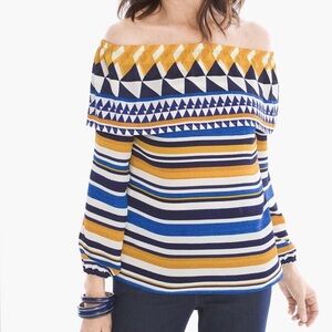 Chico's Graphic Arrangements Off the Shoulder Top